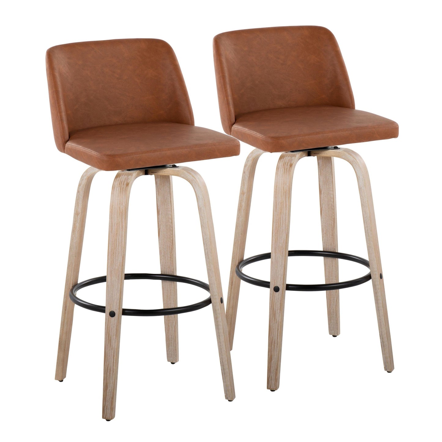 Toriano 30" Fixed-Height Barstool - Set of 2 By LumiSource - B30-TRNOPU-GRTZQ2 WWBK2 | Bar Stools | Modishstore - 15