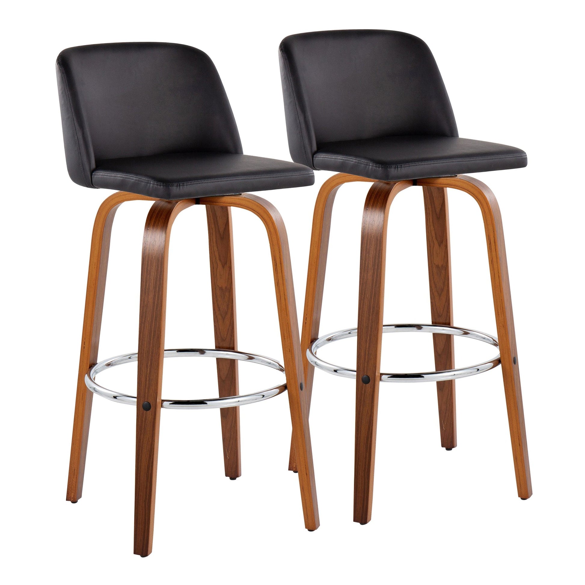 Toriano 30" Fixed-Height Barstool - Set of 2 By LumiSource - B30-TRNOPU-GRTZR2 WLBK2 | Bar Stools | Modishstore - 5