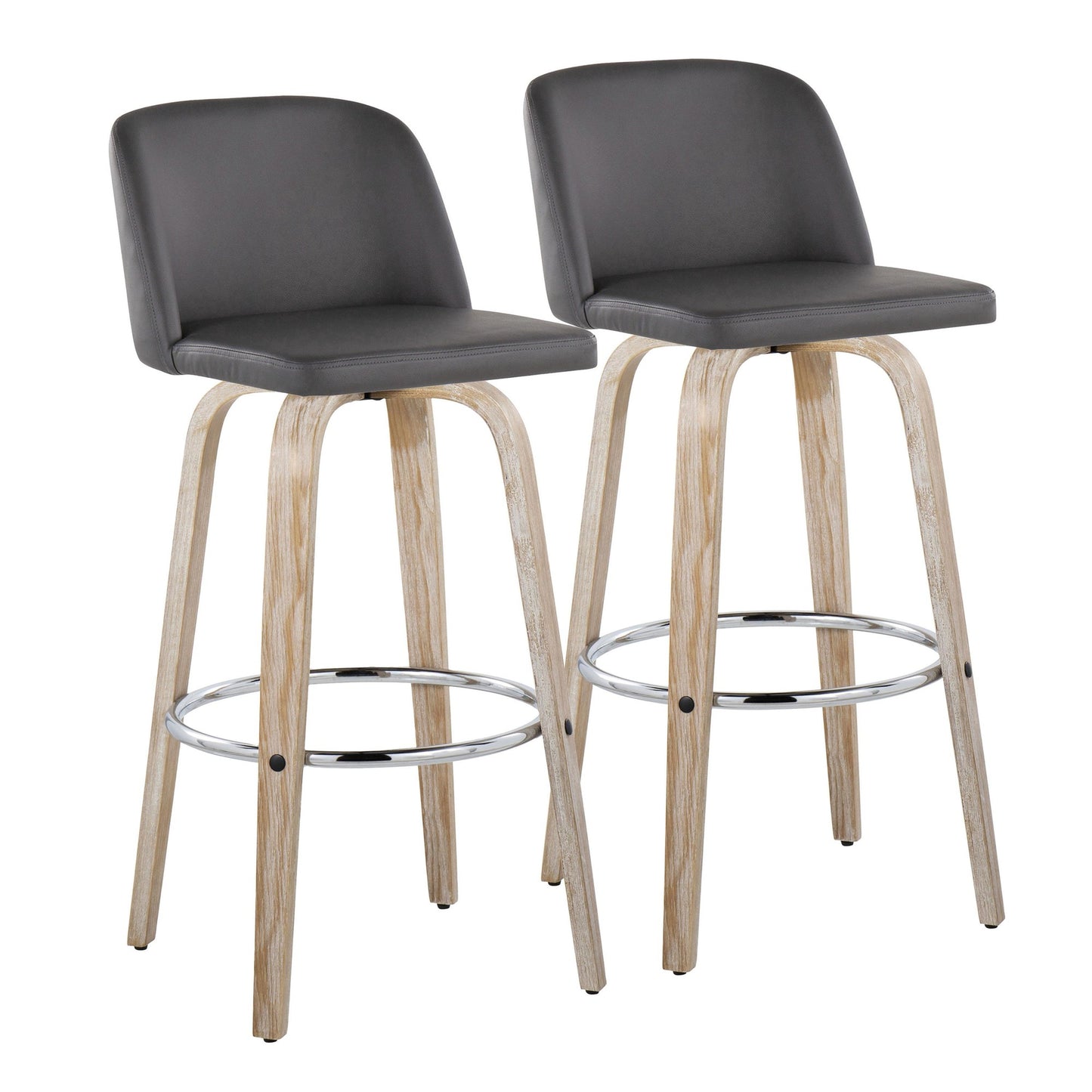 Toriano 30" Fixed-Height Barstool - Set of 2 By LumiSource - B30-TRNOPU-GRTZR2 WWBK2 | Bar Stools | Modishstore - 25