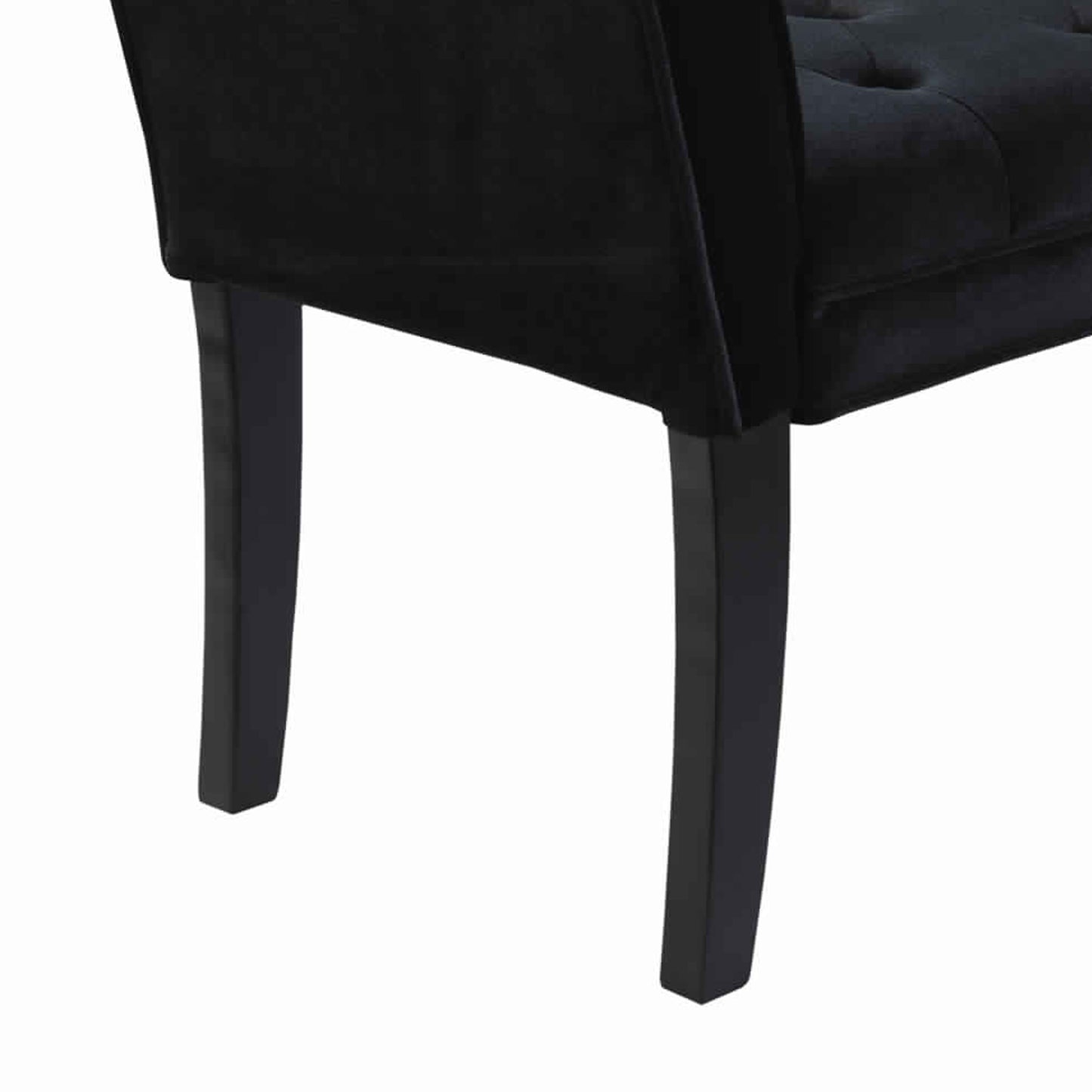 Fabric Button Tufted Padded Bench with Flared Cushioned Armrests, Black By Benzara | Benches | Modishstore - 5