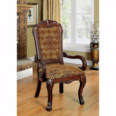 Medieve Traditional Arm Chair, Cherry Finish, Set Of 2 By Benzara