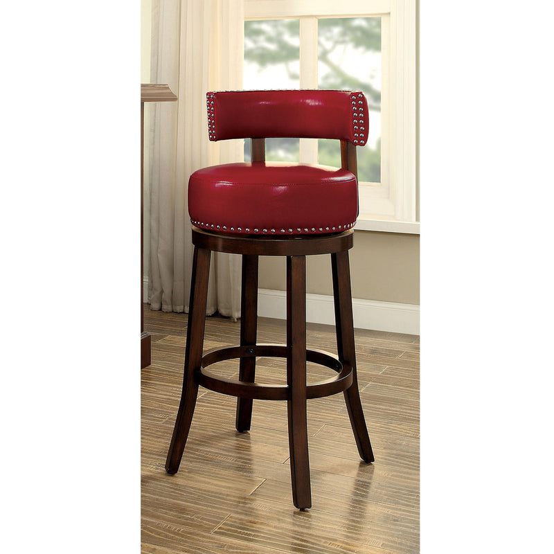 Shirley Contemporary 24" Barstool Withpu Cushion, Red Finish, Set Of 2 By Benzara | Bar Stools | Modishstore