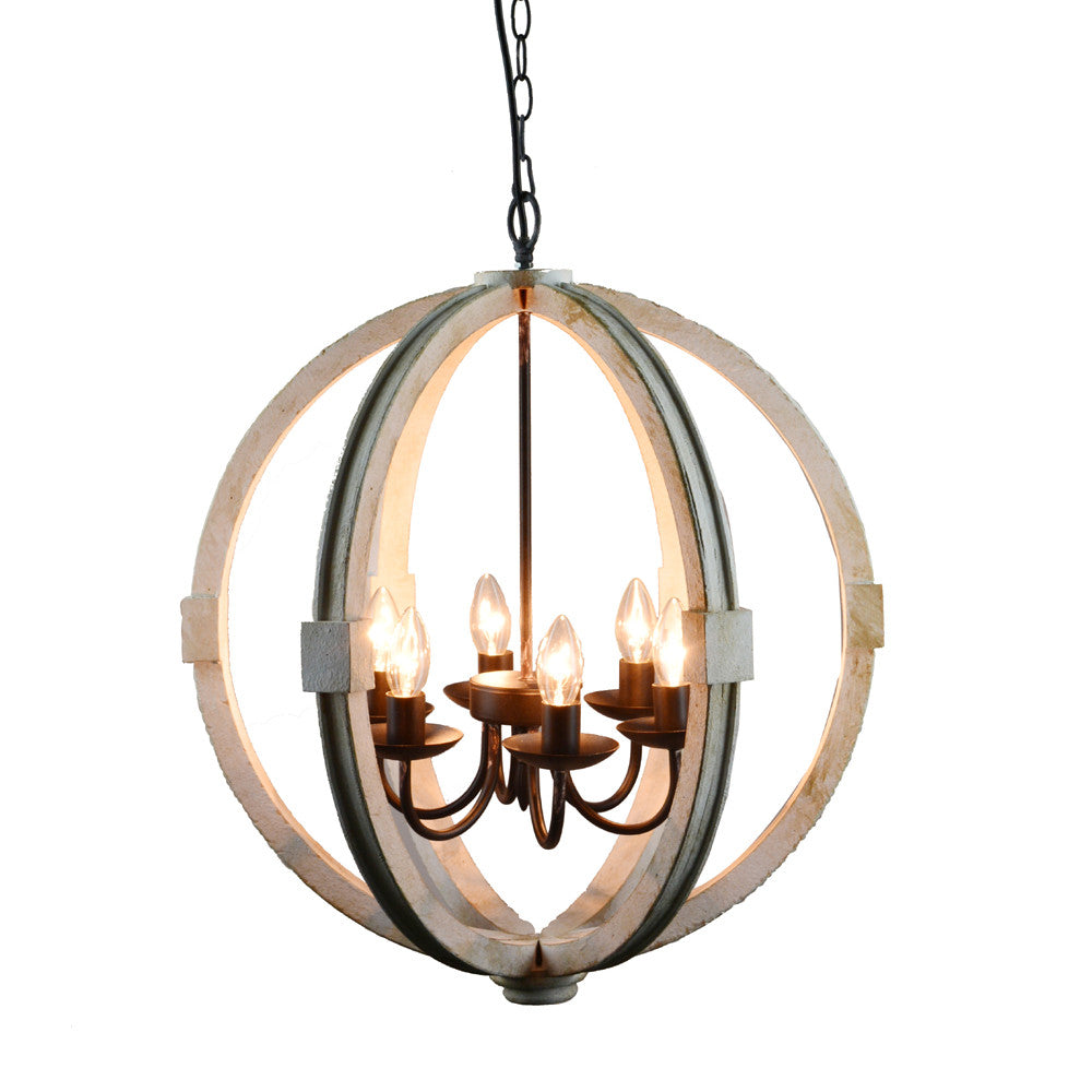 Elegantly Framed Calder Wooden Chandelier By Benzara | Chandeliers | Modishstore - 5