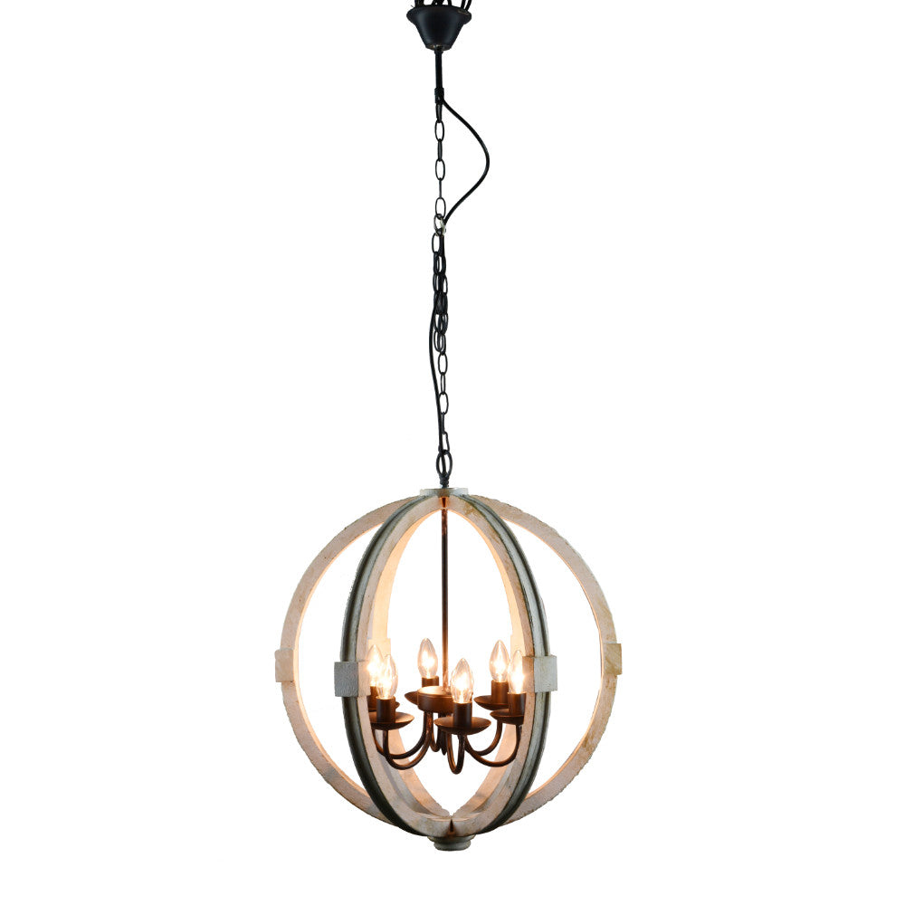 Elegantly Framed Calder Wooden Chandelier By Benzara | Chandeliers | Modishstore - 2