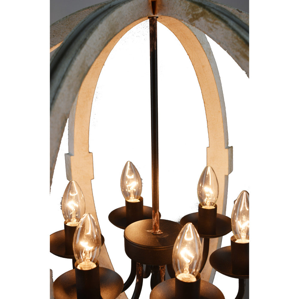 Elegantly Framed Calder Wooden Chandelier By Benzara | Chandeliers | Modishstore - 4