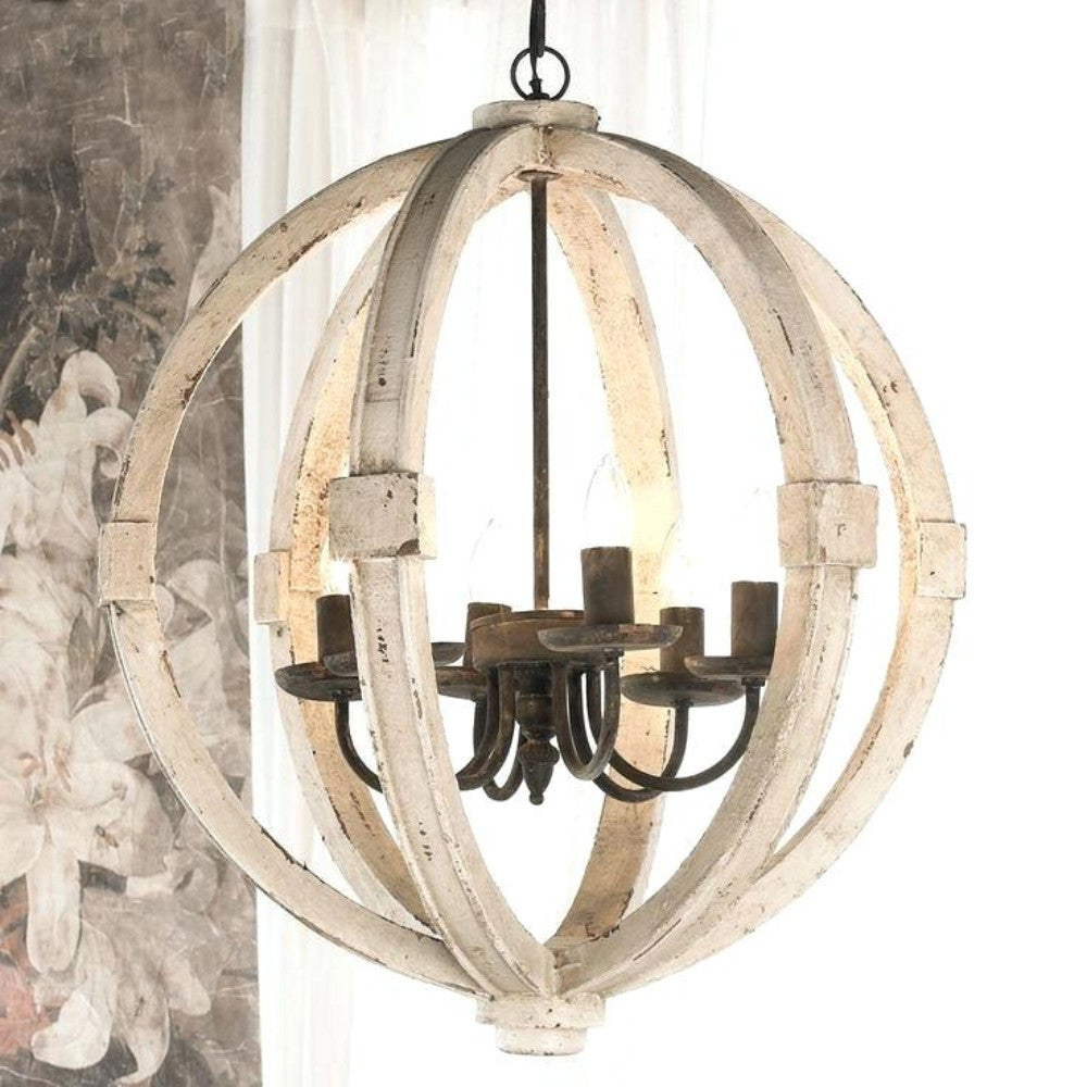 Elegantly Framed Calder Wooden Chandelier By Benzara | Chandeliers | Modishstore