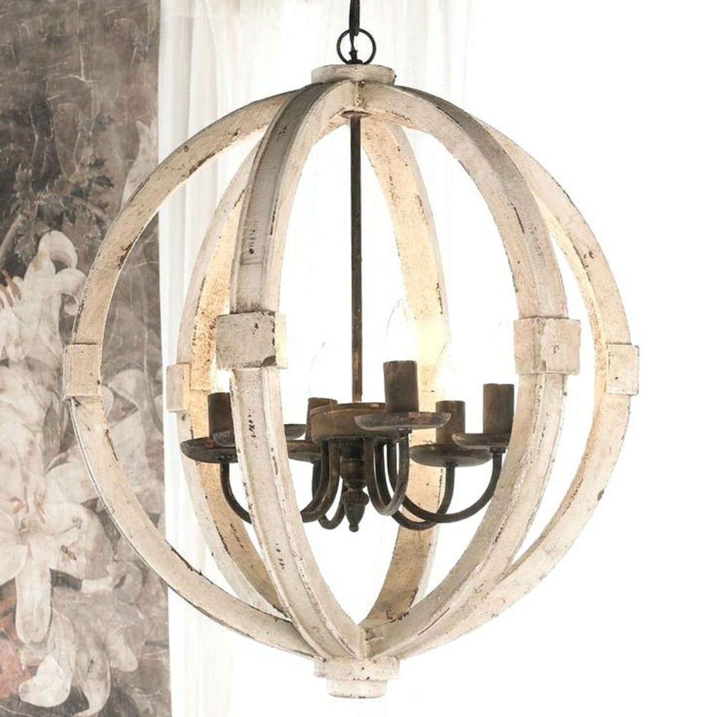 Elegantly Framed Calder Wooden Chandelier By Benzara | Chandeliers | Modishstore - 6