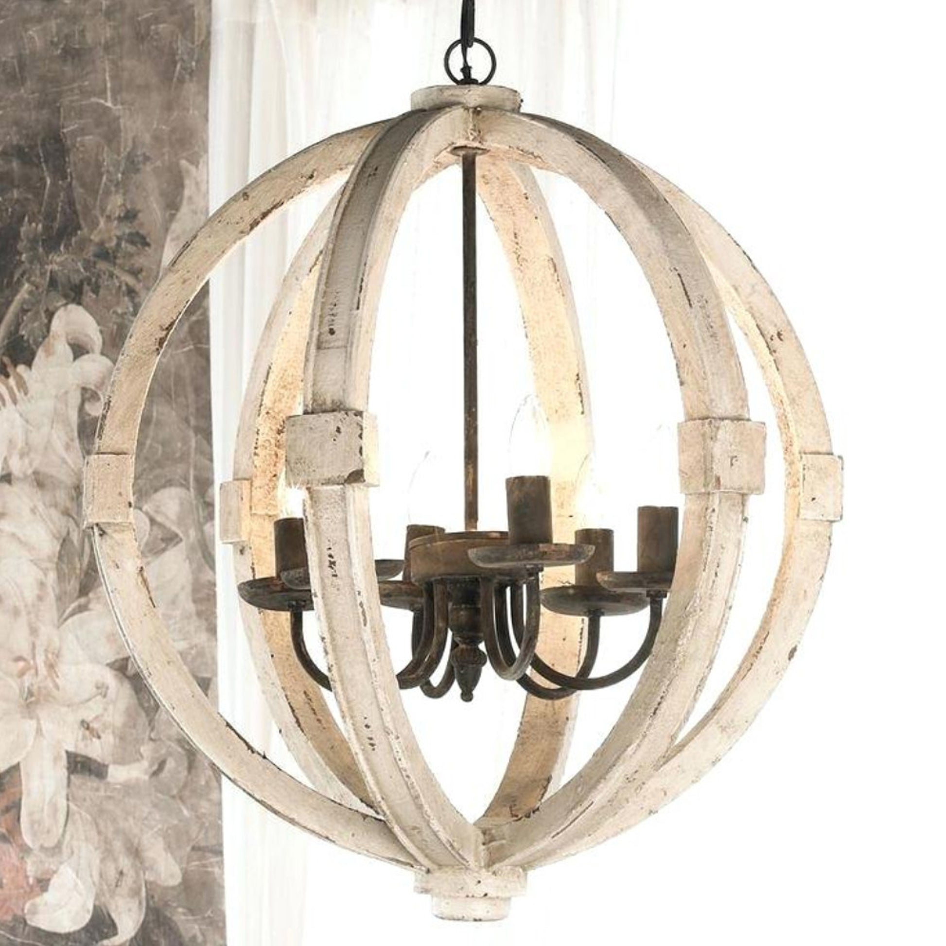 Elegantly Framed Calder Wooden Chandelier By Benzara | Chandeliers | Modishstore - 6