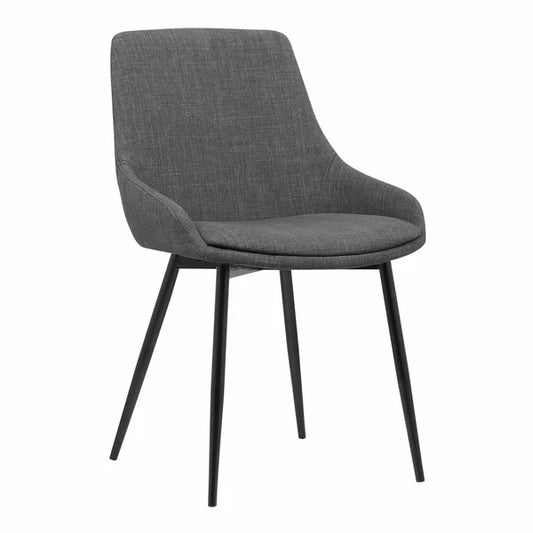 Fabric Upholstered Dining Chair with Metal Legs, Black and Gray By Benzara | Dining Chairs | Modishstore