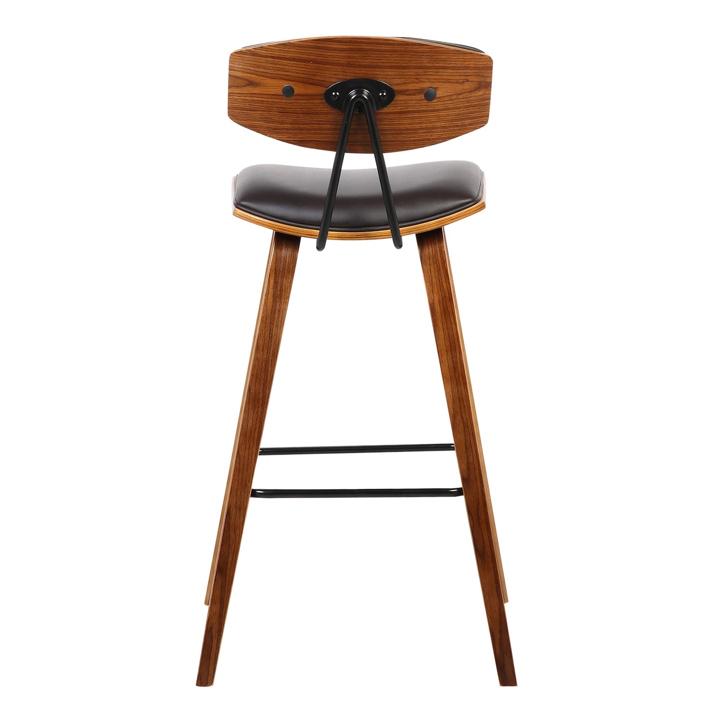 Wooden Frame Leatherette Counter Stool with Flared Legs, Brown By Benzara | Stools | Modishstore - 3