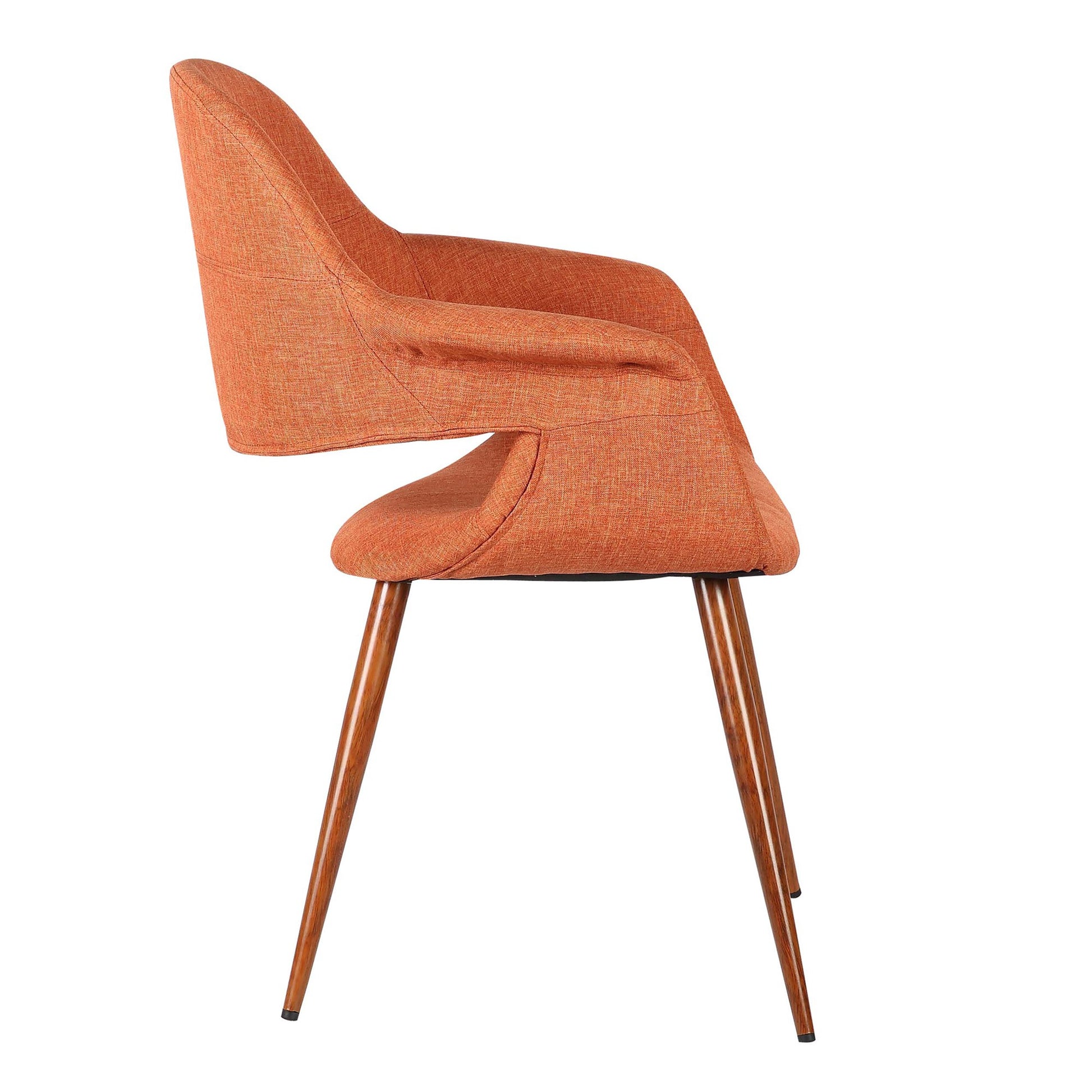 Fabric Mid Century Dining Chair with Round Tapered Legs, Orange and Brown By Benzara | Dining Chairs | Modishstore - 2