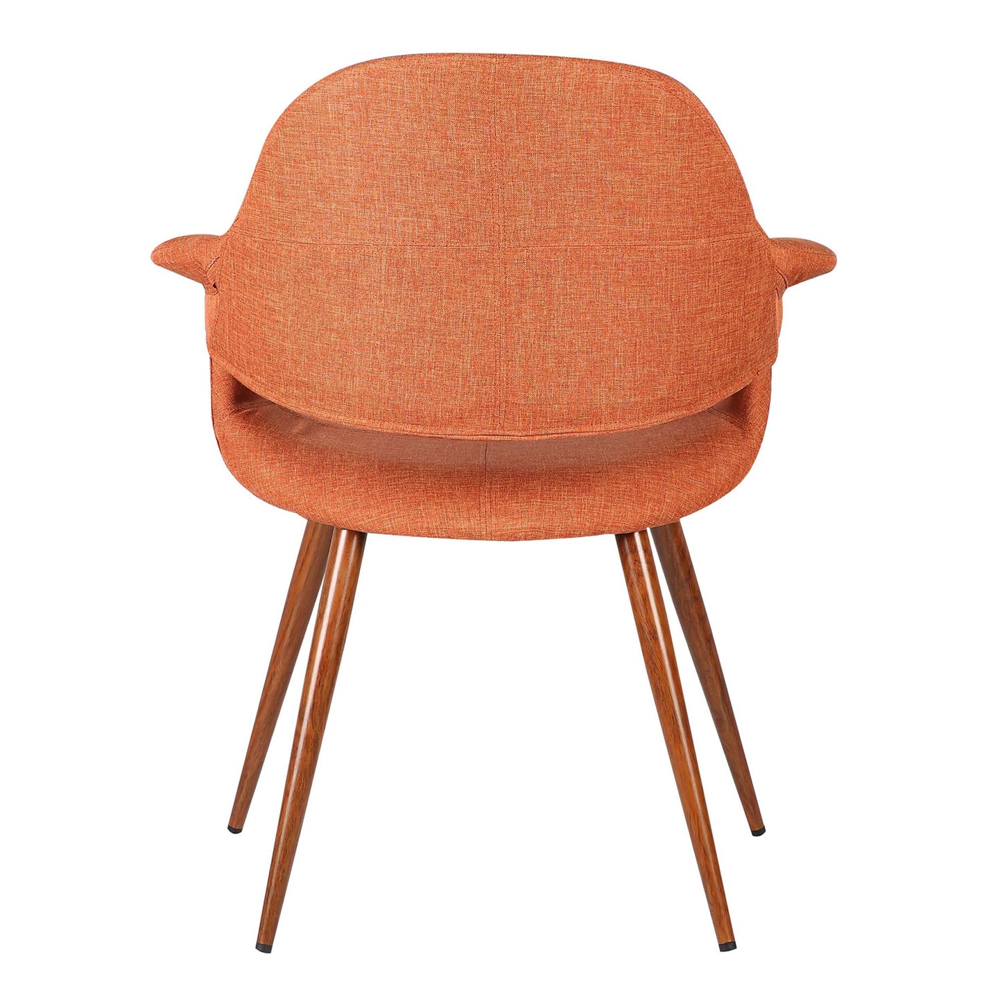 Fabric Mid Century Dining Chair with Round Tapered Legs, Orange and Brown By Benzara | Dining Chairs | Modishstore - 3