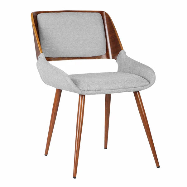 Fabric Mid Century Dining Chair with Split Padded Back, Gray and Brown By Benzara | Dining Chairs | Modishstore