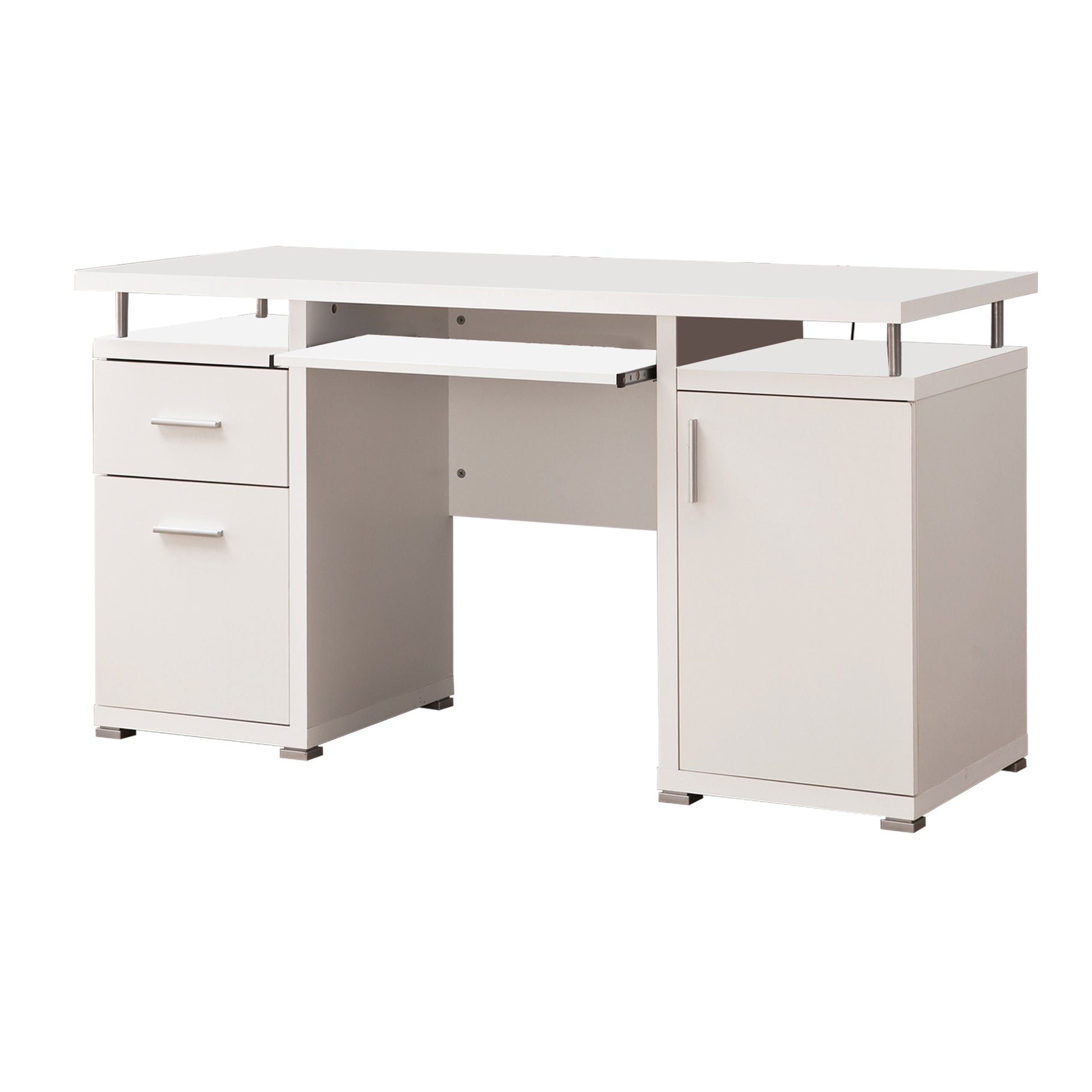 Elegant white Computer desk with efficient Storage By Benzara | Desks | Modishstore - 2