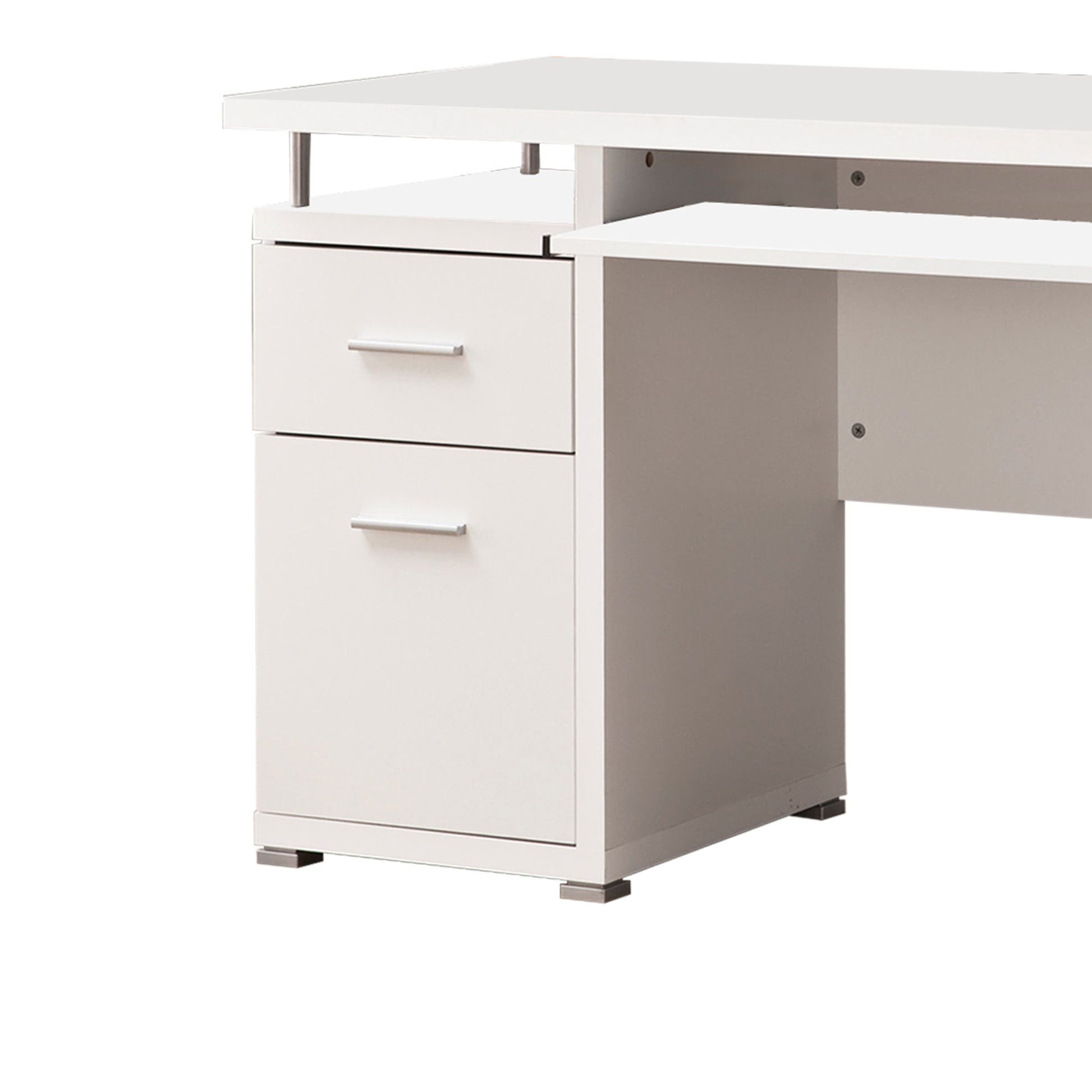 Elegant white Computer desk with efficient Storage By Benzara | Desks | Modishstore - 3