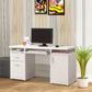 Elegant white Computer desk with efficient Storage By Benzara | Desks | Modishstore