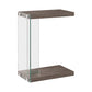 Contemporary Wood And Glass Snack Table, Gray And Clear By Benzara | Console Tables | Modishstore