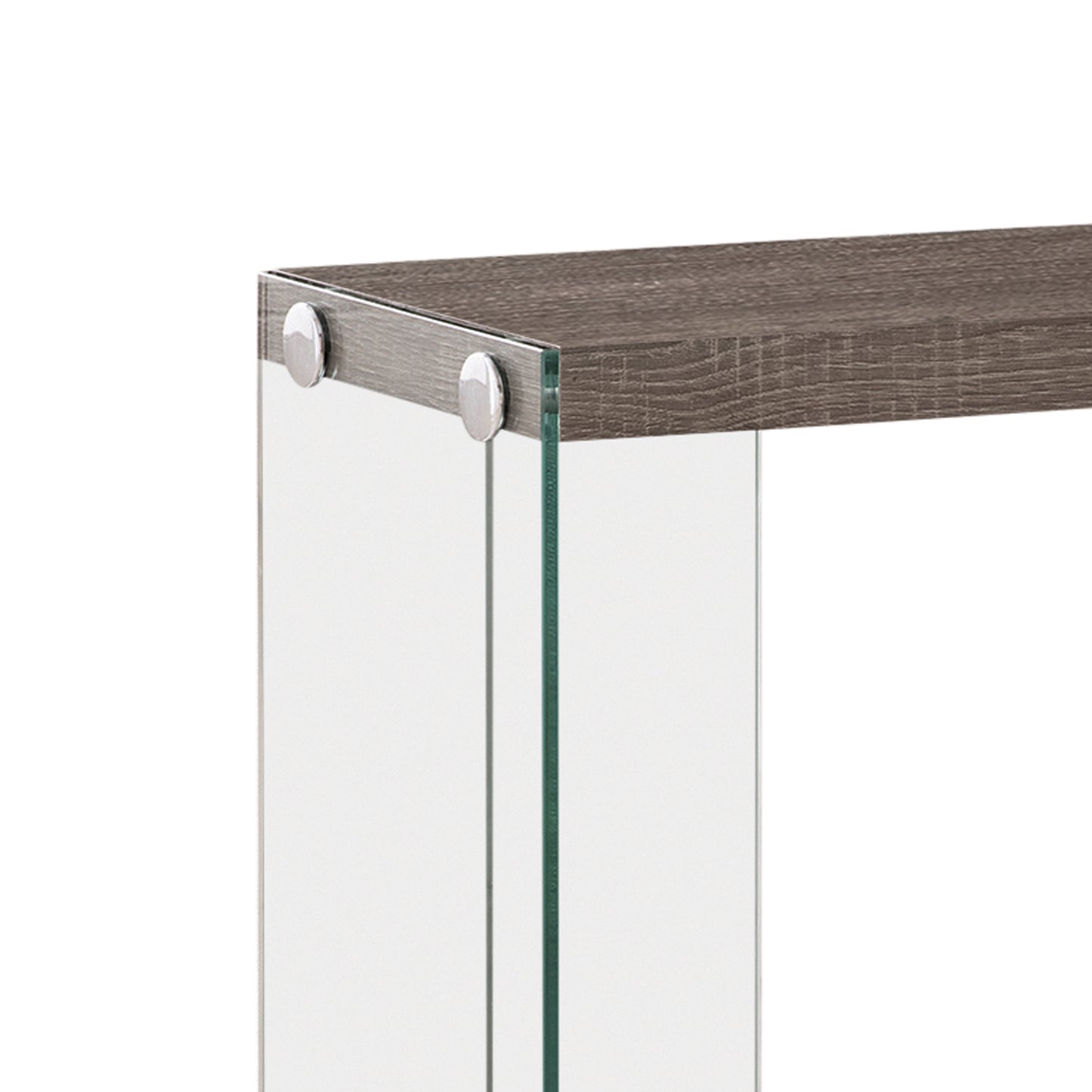 Contemporary Wood And Glass Snack Table, Gray And Clear By Benzara | Console Tables | Modishstore - 2