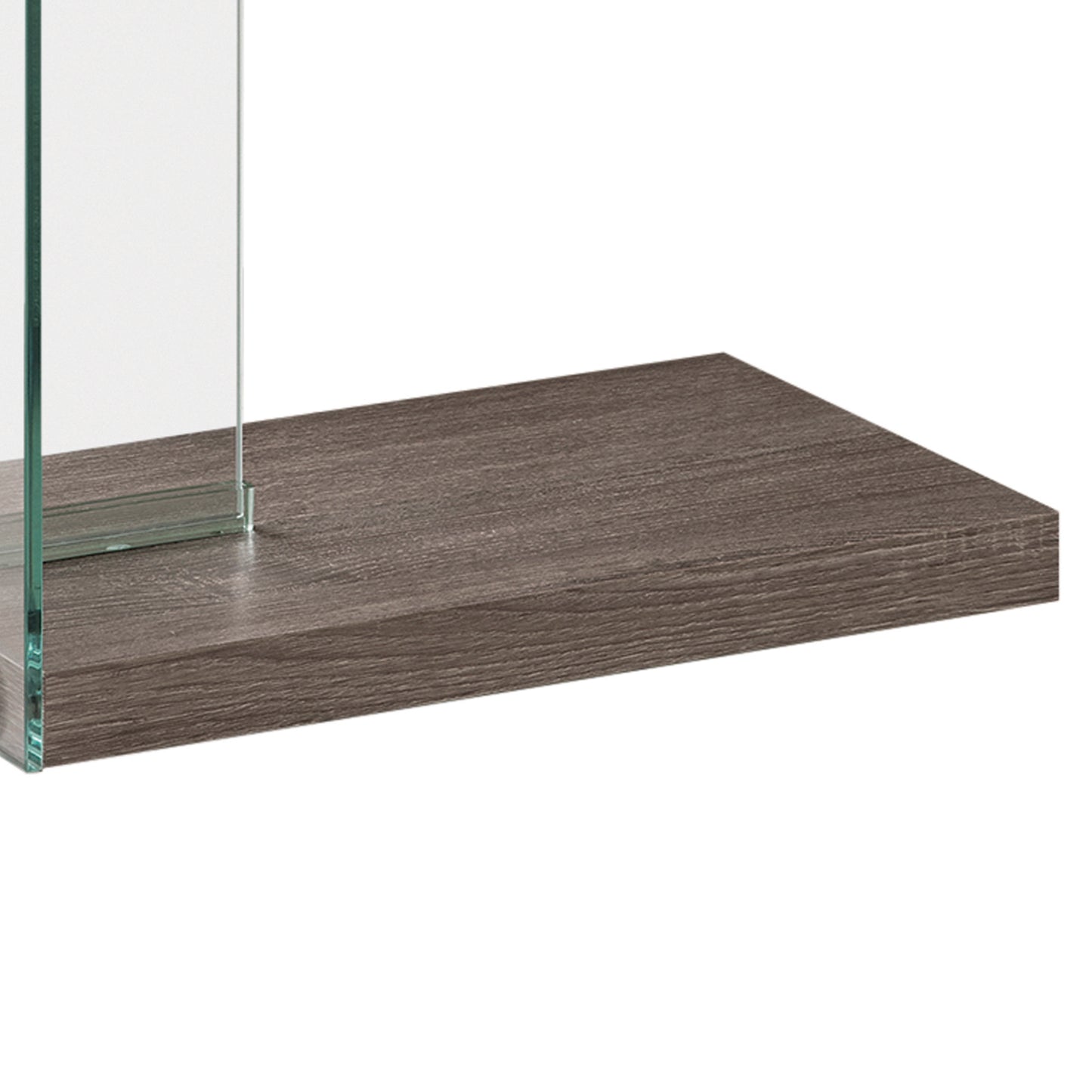 Contemporary Wood And Glass Snack Table, Gray And Clear By Benzara | Console Tables | Modishstore - 4