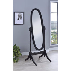 Aesthetically Charmed Oval Shaped Cheval Mirror, Black By Benzara