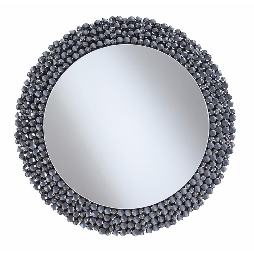 Round Contemporary Wall Mirror, Silver By Benzara | Mirrors | Modishstore