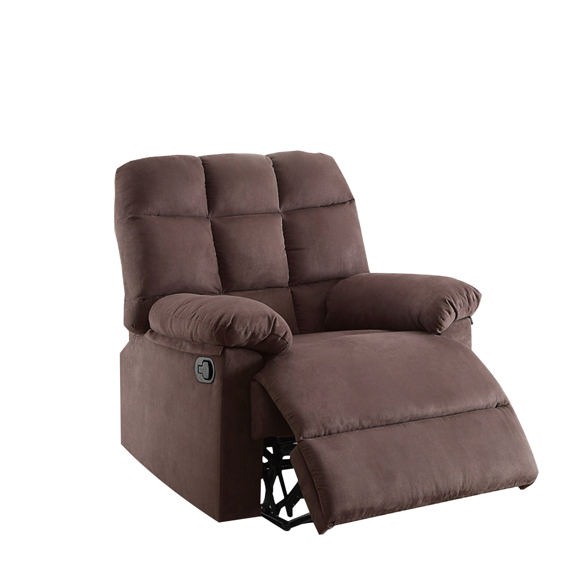 Recliner With Tufted Back And Roll Arms In Brown By Benzara | Recliners | Modishstore - 2