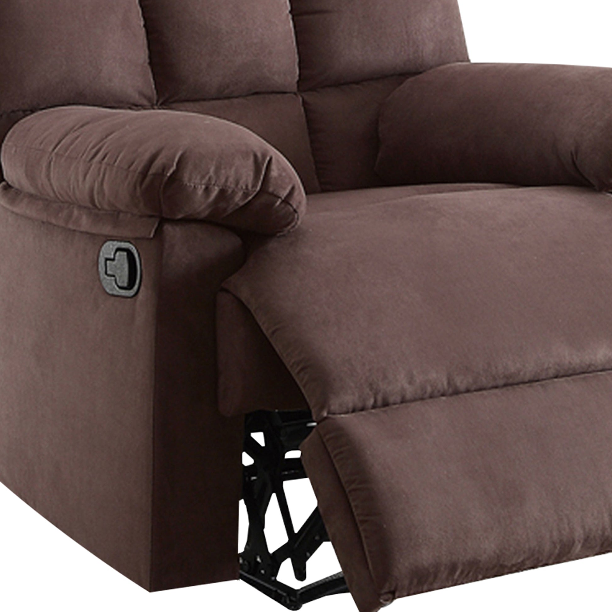 Recliner With Tufted Back And Roll Arms In Brown By Benzara | Recliners | Modishstore - 4