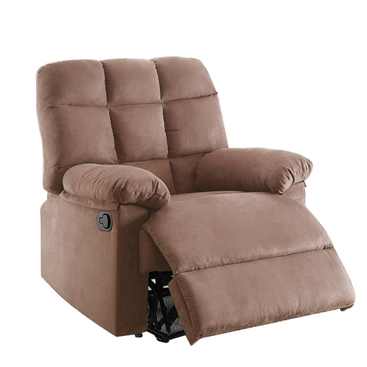 Recliner With Tufted Back And Roll Arms In Saddle Brown By Benzara | Recliners | Modishstore