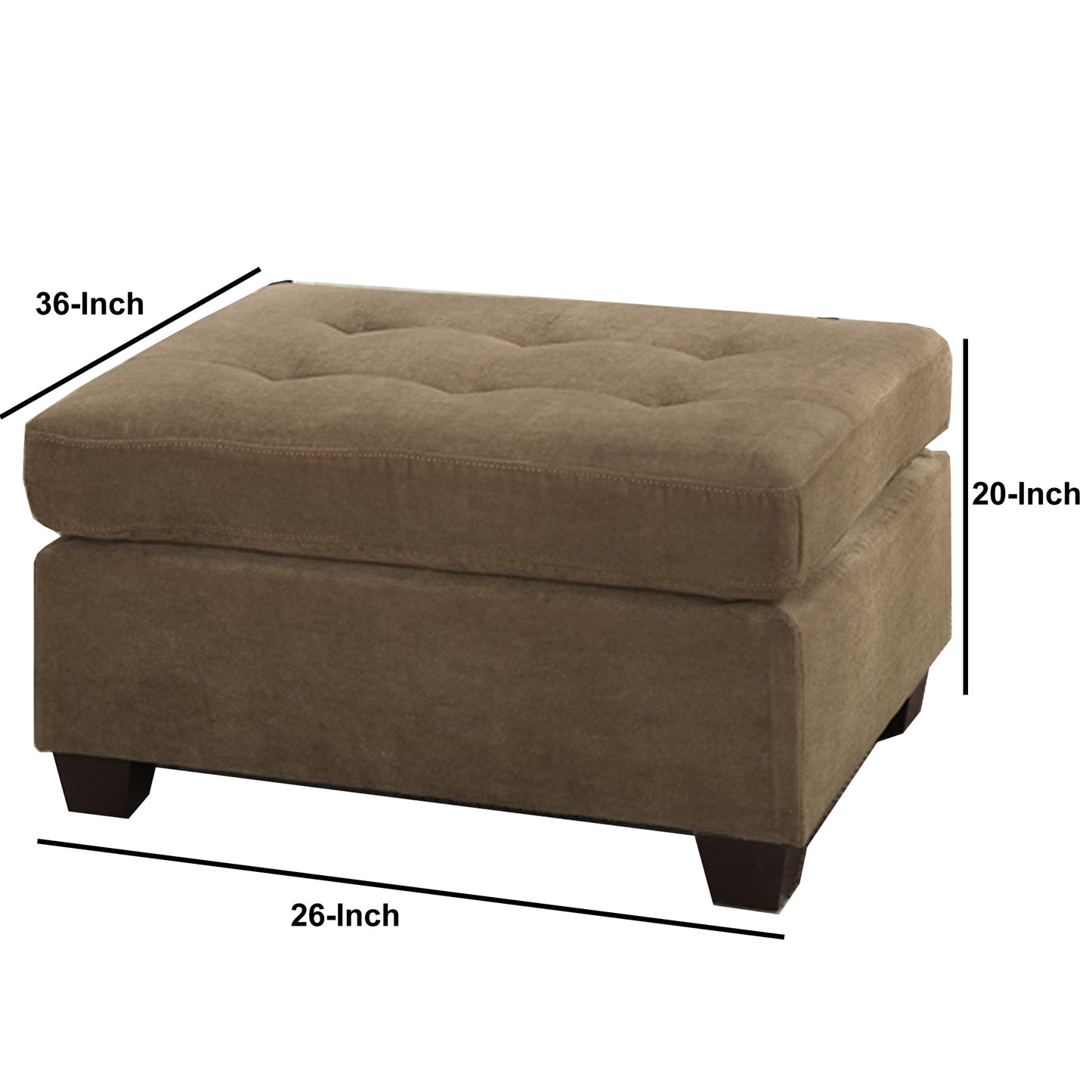 Cocktail Ottoman In Light Brown Waffle Suede Fabric By Benzara | Stools | Modishstore - 2