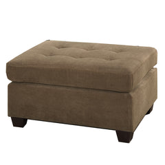 Cocktail Ottoman In Light Brown Waffle Suede Fabric By Benzara