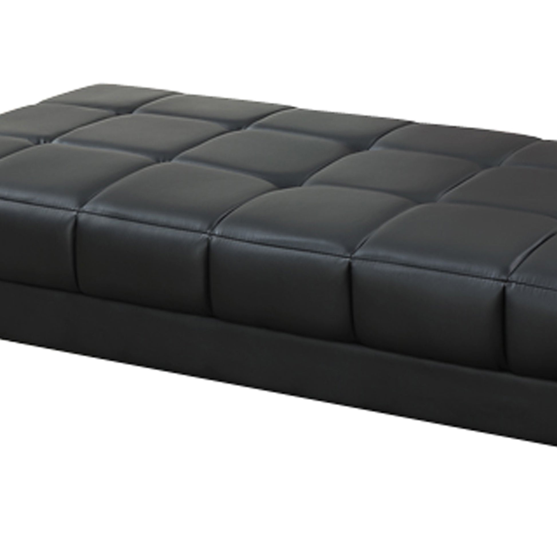 Leather Ottoman In Black By Benzara | Stools | Modishstore - 4