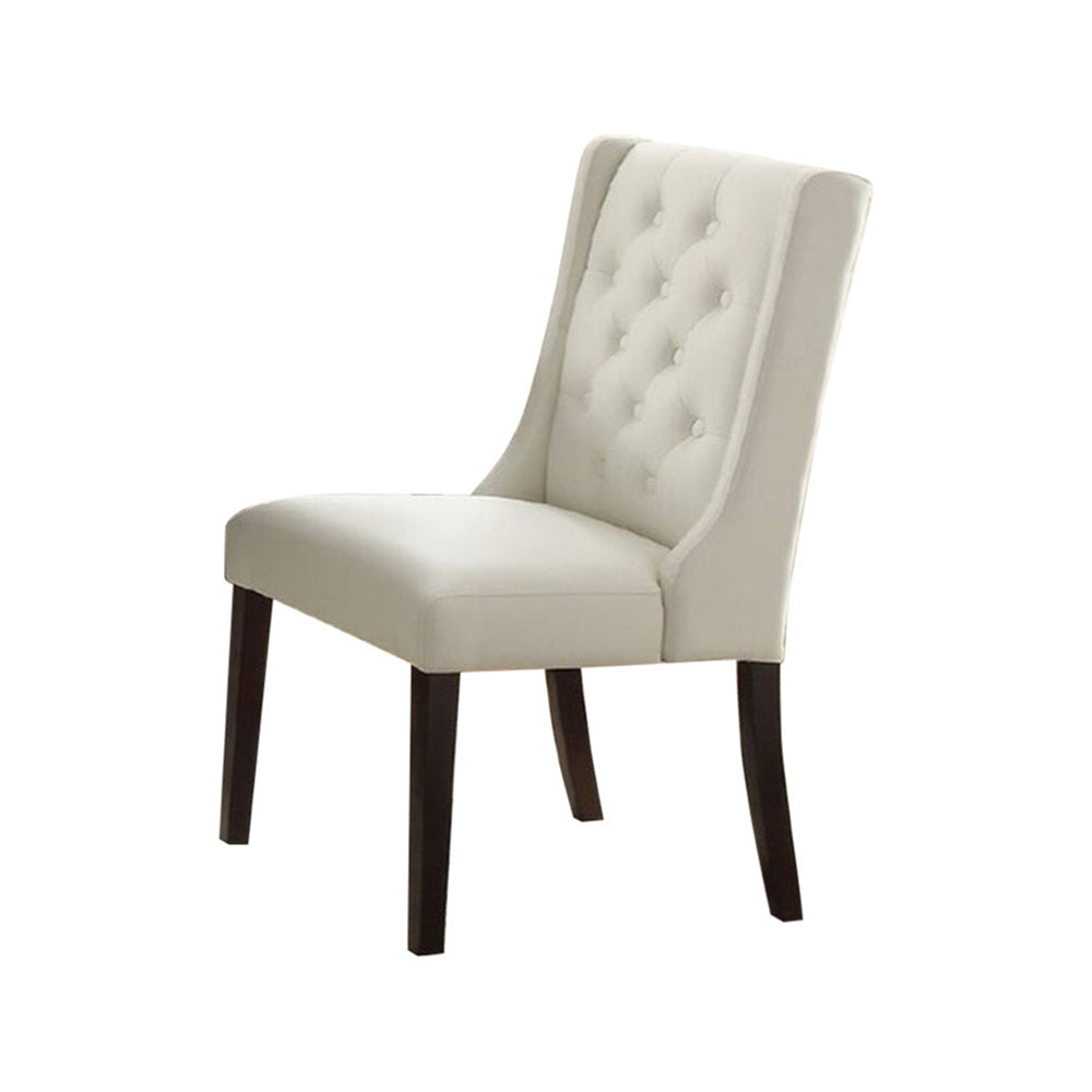 Upholstered Button Tufted Leatherette Dining Chair, Set Of 2 White By Benzara | Dining Chairs | Modishstore - 2