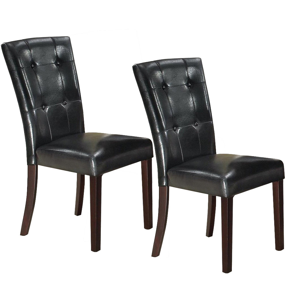 Leather Upholstered Dining Chair With Button Tufted Back Set Of 2 Black By Benzara | Dining Chairs | Modishstore - 6