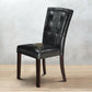 Leather Upholstered Dining Chair With Button Tufted Back Set Of 2 Black By Benzara | Dining Chairs | Modishstore