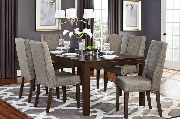 Wood & Fabric Dining Side Chair With Shallow Wing Back, Gray & Dark Brown, Set Of 2 By Benzara | Dining Chairs | Modishstore