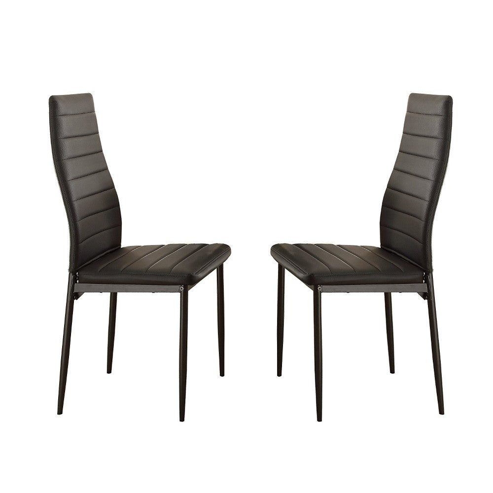 Bi-Cast Vinyl Side Chairs With Curvy Backs, Set of 2, Black By Benzara | Dining Chairs | Modishstore - 2