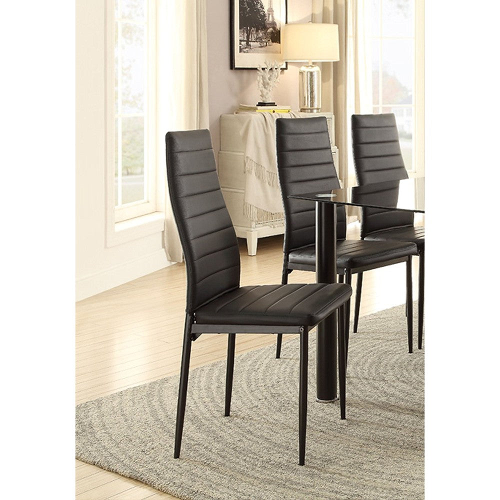 Bi-Cast Vinyl Side Chairs With Curvy Backs, Set of 2, Black By Benzara | Dining Chairs | Modishstore