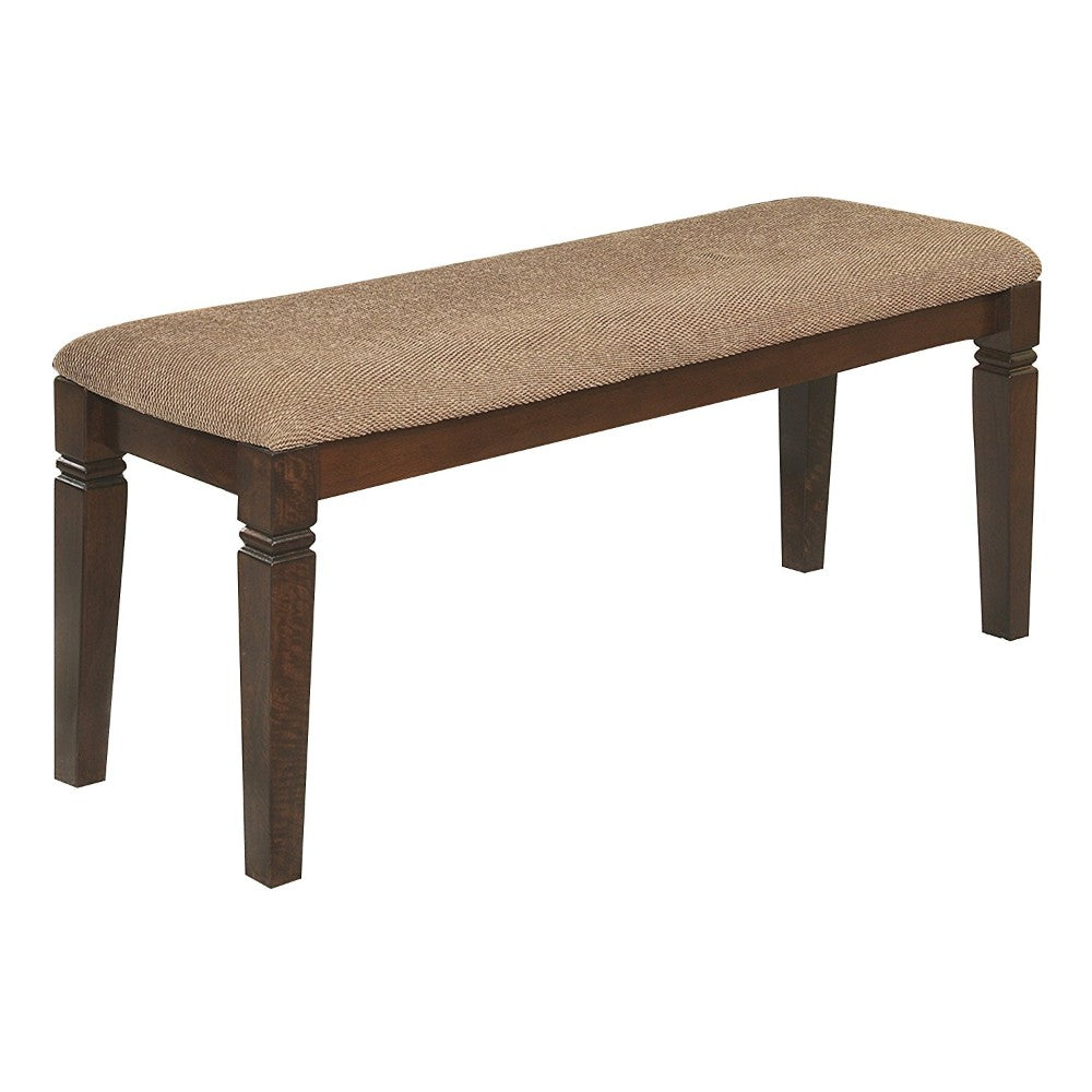 Fabric Upholstered Solid Wooden Bench, Light & Dark Brown By Benzara | Benches | Modishstore - 2