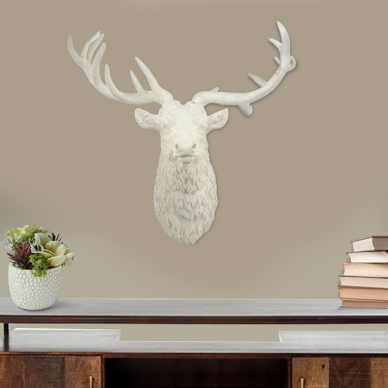 Magnesia Deer Head Wall Accent, White By Benzara | Wall Decor | Modishstore