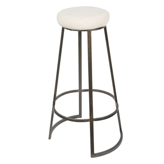 Metal Framed Backless Counter Stool With Polyester Seat, Black & White By Benzara | Stools | Modishstore