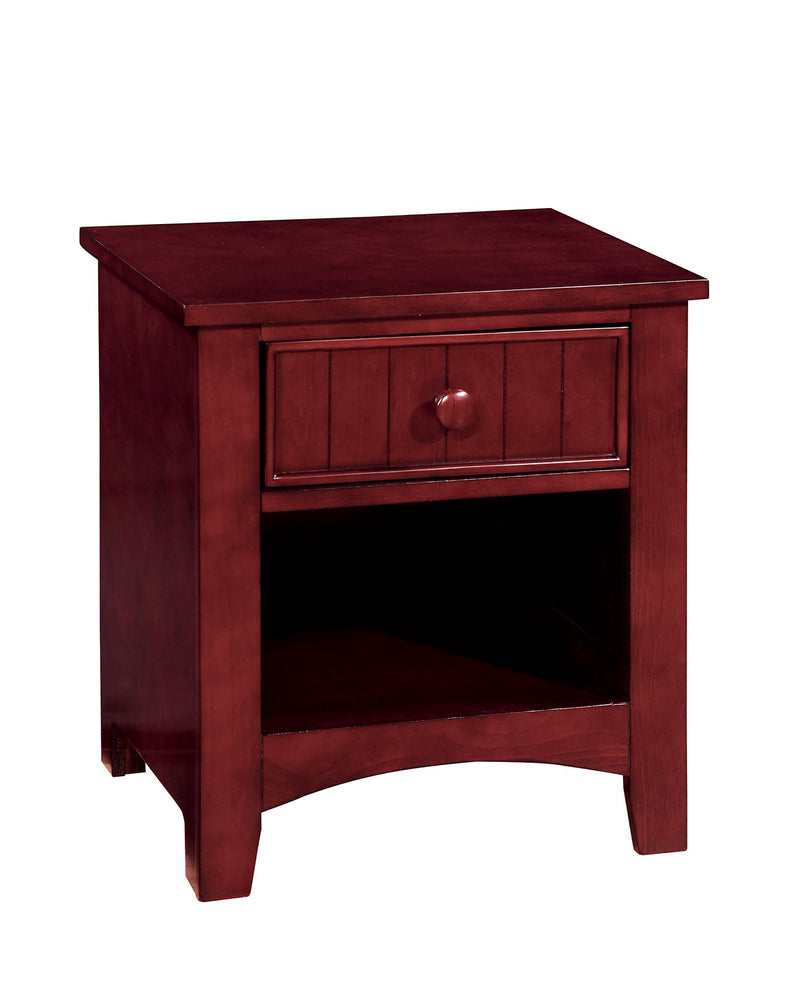 Wooden Night Stand With One Drawer And Open Shelf In Cherry Brown By Benzara | Nightstands | Modishstore