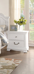 Wooden Night stand With 2 Drawers, White By Benzara