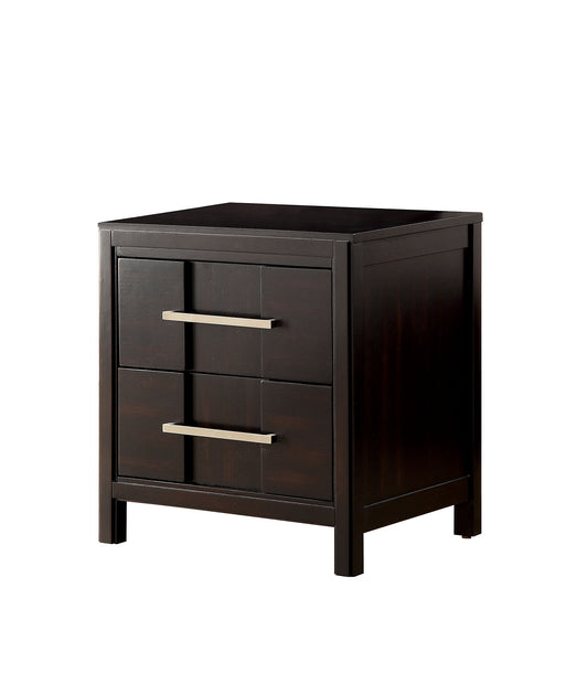 Transitional Solid Wood Night Stand With Two Drawers, Espresso Brown By Benzara | Nightstands | Modishstore