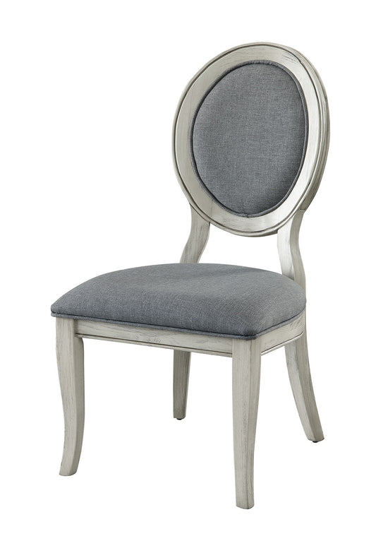 Fabric Upholstery Side Chair, White And Gray, Pack Of Two By Benzara | Dining Chairs | Modishstore