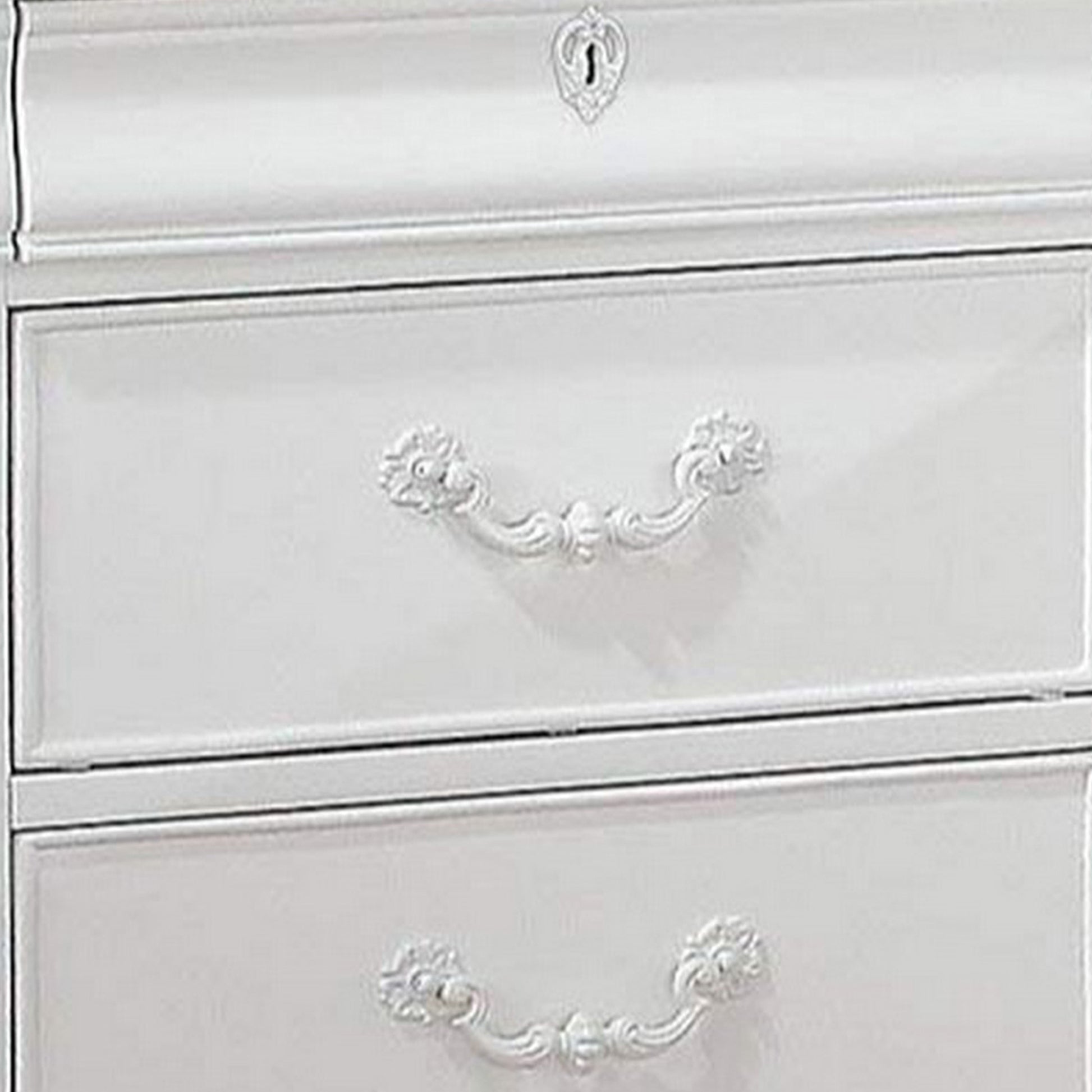 2 Drawer Wooden Nightstand with Hanging Pulls and Bracket Feet, White By Benzara | Bedroom Sets | Modishstore - 5