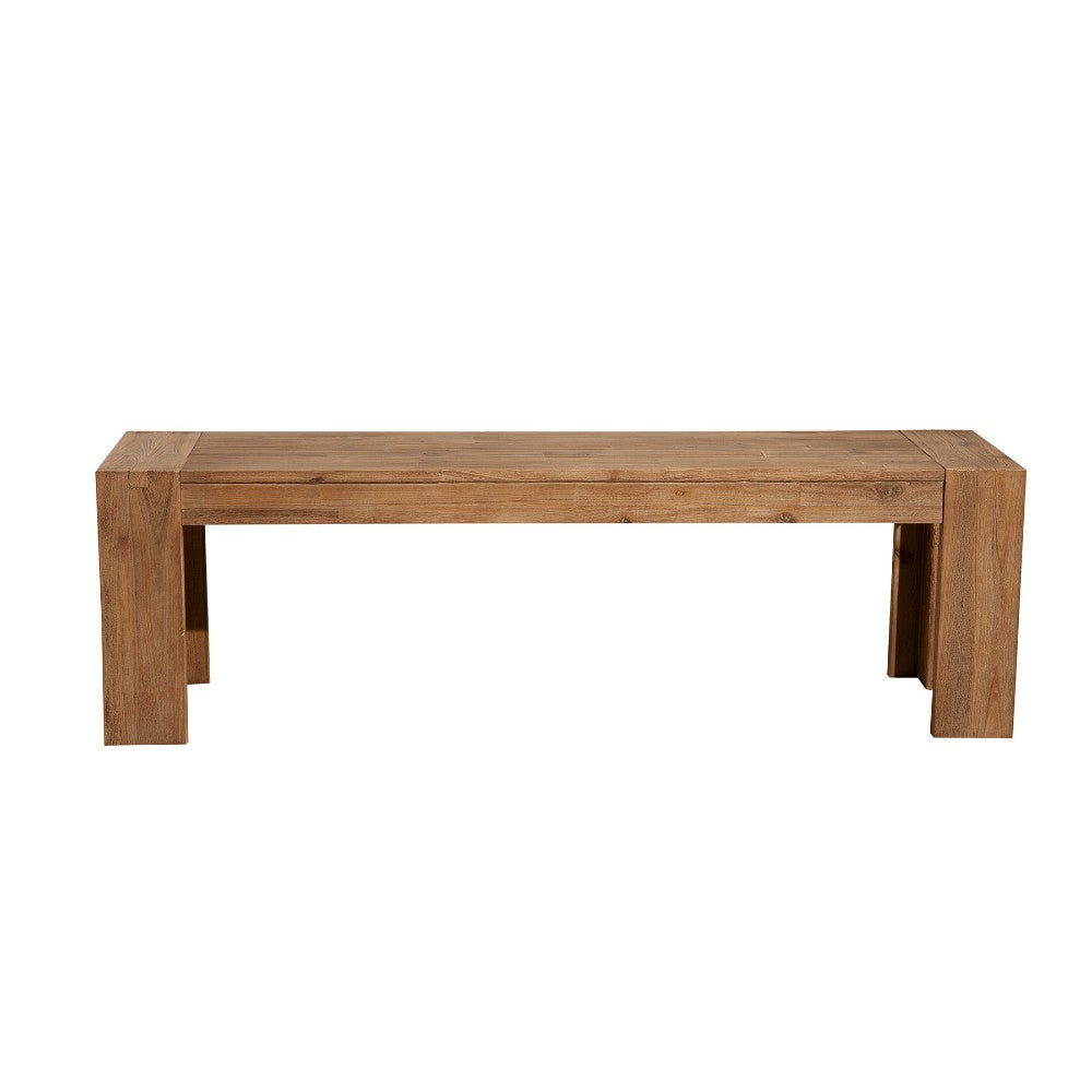 Solid Acacia Wood Bench with Bracket Legs, Brown By Benzara | Benches | Modishstore