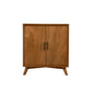 Wooden Small Bar Cabinet with Two Doors and Splayed Legs, Brown By Benzara | Cabinets | Modishstore