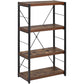 Four Tiered Metal Framed Wooden Bookshelf, Weathered Oak Brown and Black By Benzara | Bookcases | Modishstore