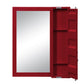 Industrial Style Metal Vanity Mirror with Recessed Door Storage, Red By Benzara | Dressers | Modishstore