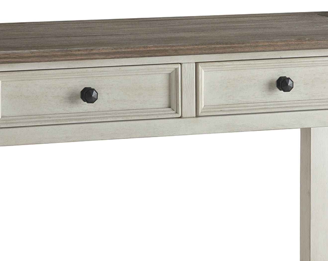 Sofa Table With Plank Style Top and 2 Gliding Drawers, Brown and White By Benzara | Console Tables | Modishstore - 4